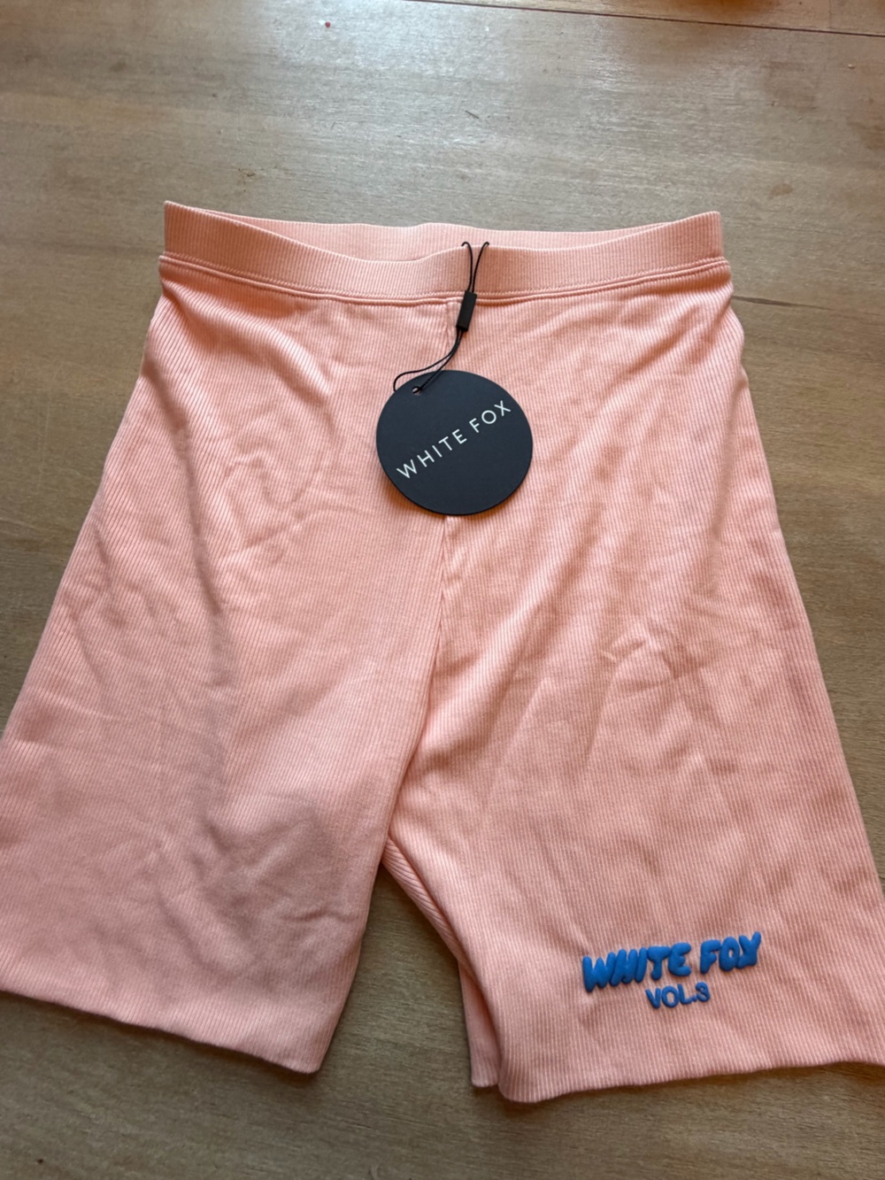 White Fox Boutique Peach Ribbed Bike Shorts